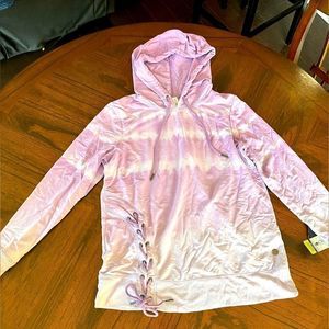 Ideology Women's Tie-Dyed Side-Lace Hoodie Purple Size-XS